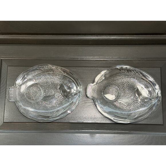 Set of 4 Vintage Arcoroc Clear Glass 9” Poisson Fish Cocktail Plates - Picture 5 of 5